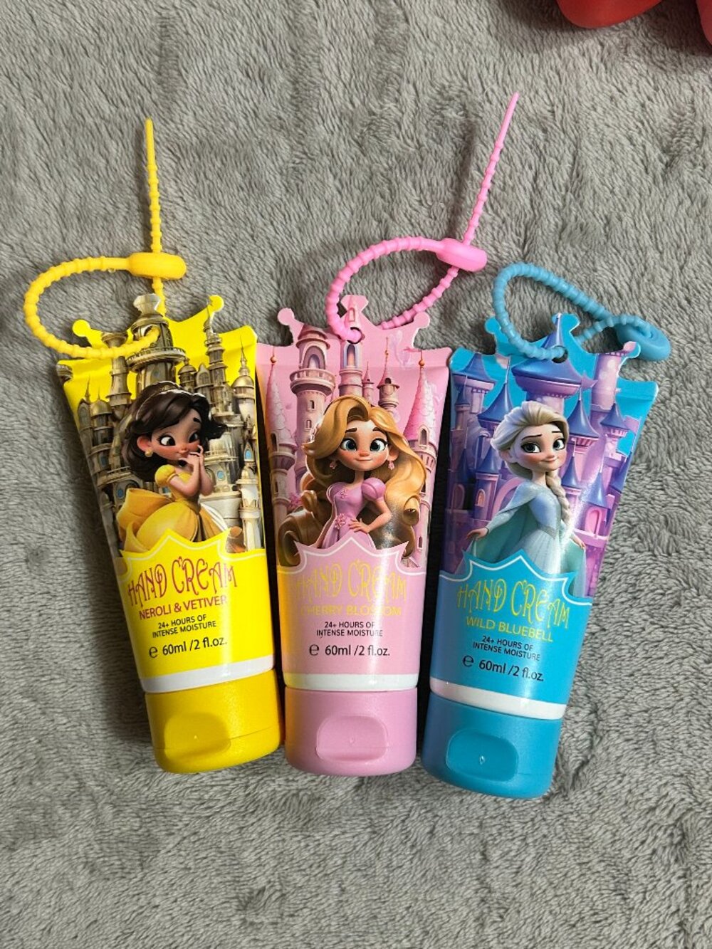 Princess Inspired Travel Hand Cream Trio with Silicone Holders Set of 3